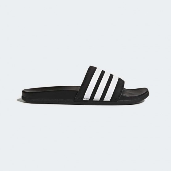 Mens Core Black/White Adidas Adilette Cloudfoam Plus Stripes Slides Training Shoes 889GXCTM