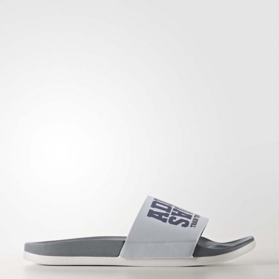 Womens Grey/Super Purple/Clear Grey Adidas Adilette Cloudfoam Plus Campus Slides Training Shoes 979OQNMZ